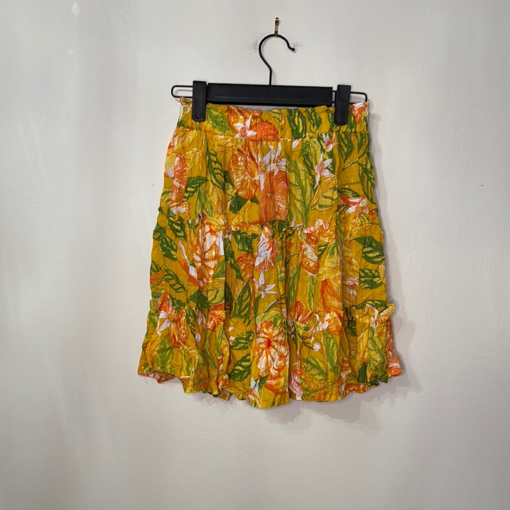 RACHEL Rachel Roy Yellow and Orange Skirt Pleated Knee-Length